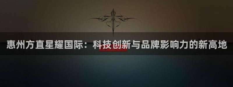 恒行体育f开户：惠州方直星耀国际：科技创新与品牌影响力的新高地